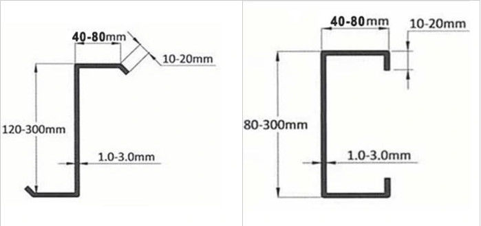 80-350 CZ Purlin Roll Forming Machine With PLC Control System And Hydraulic Cutting Mode