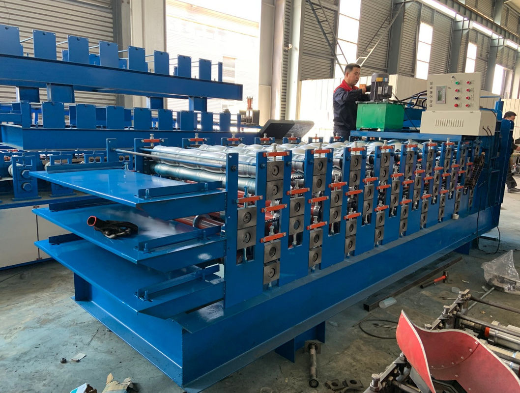 High Productivity Double Deck Roll Former Double Layer Roll Forming Machine 380volt