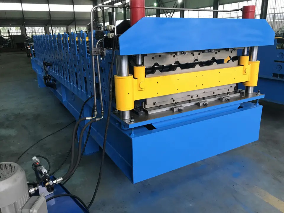 Double Deck Roofing Panel Roll Color Steel Tile Making Machine PLC Control