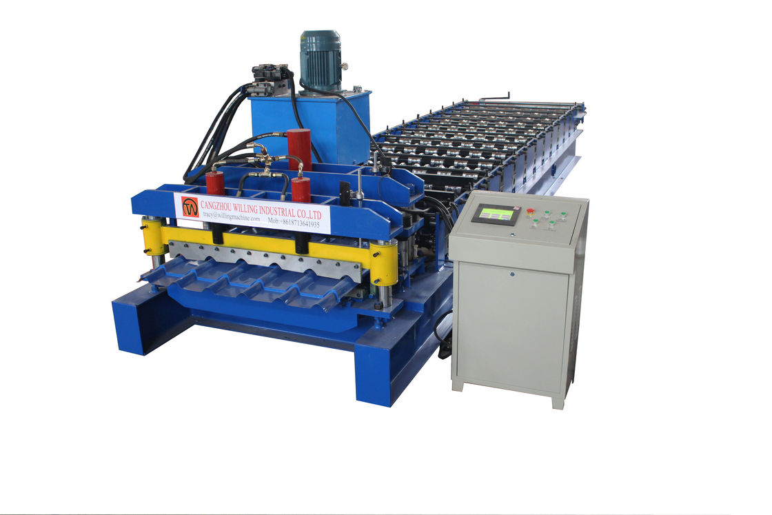 PLC Control Color Steel Glazed Tile Roll Forming Machine Step Tile Type