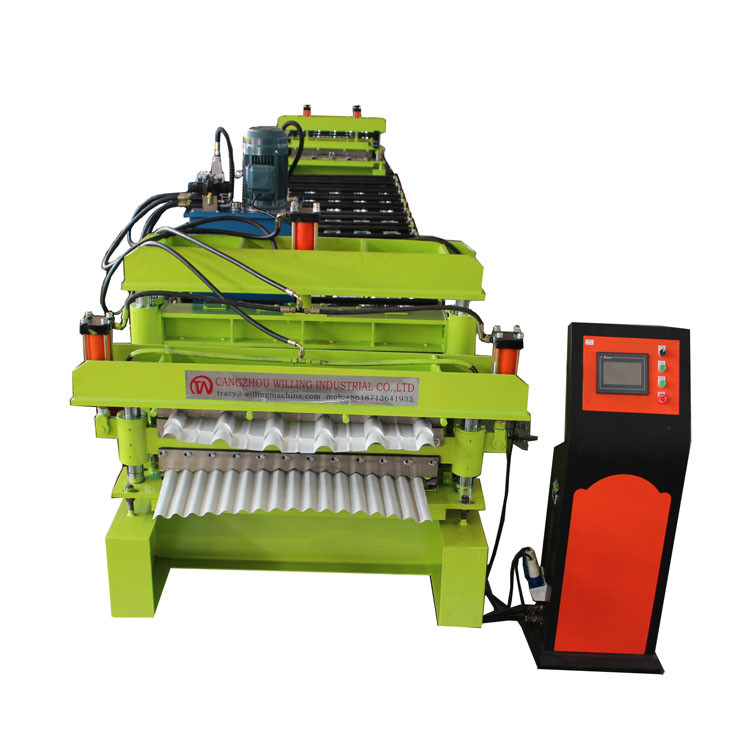 3ph Color Steel 0.25mm Double Layer Roll Forming Machine Glazed Tile And Corrugated