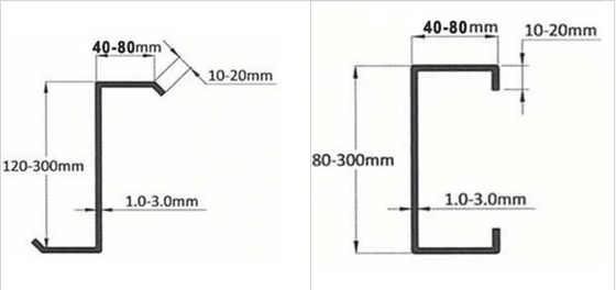 80-350 CZ Purlin Roll Forming Machine With PLC Control System And Hydraulic Cutting Mode